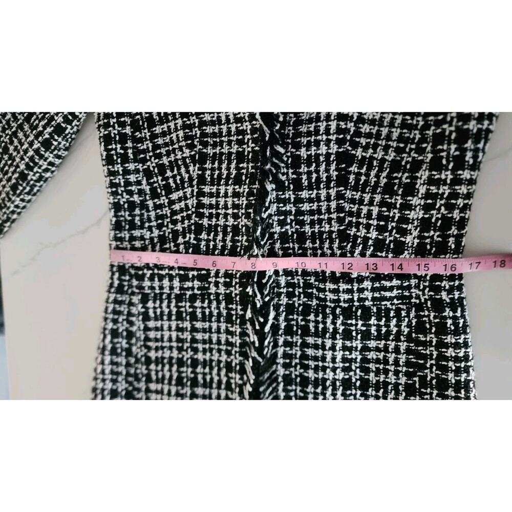 Venus Women Black Longline Tweed Fringe Blazer Jacket Size 2 - Picture 6 of 10